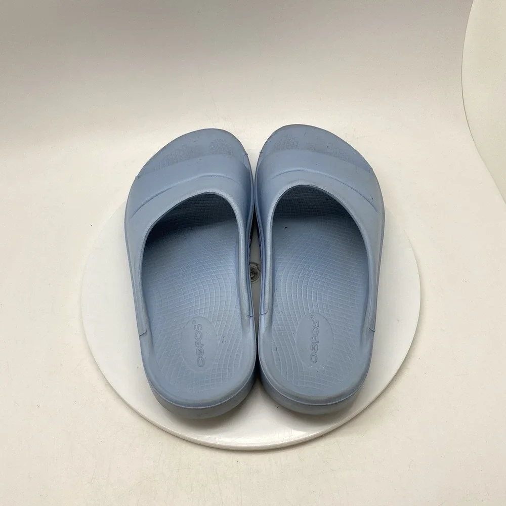 Oofos OOahh Sport Sandals Mens 8 Womens 10‎ Blue Open Slip On Recovery Rubber
